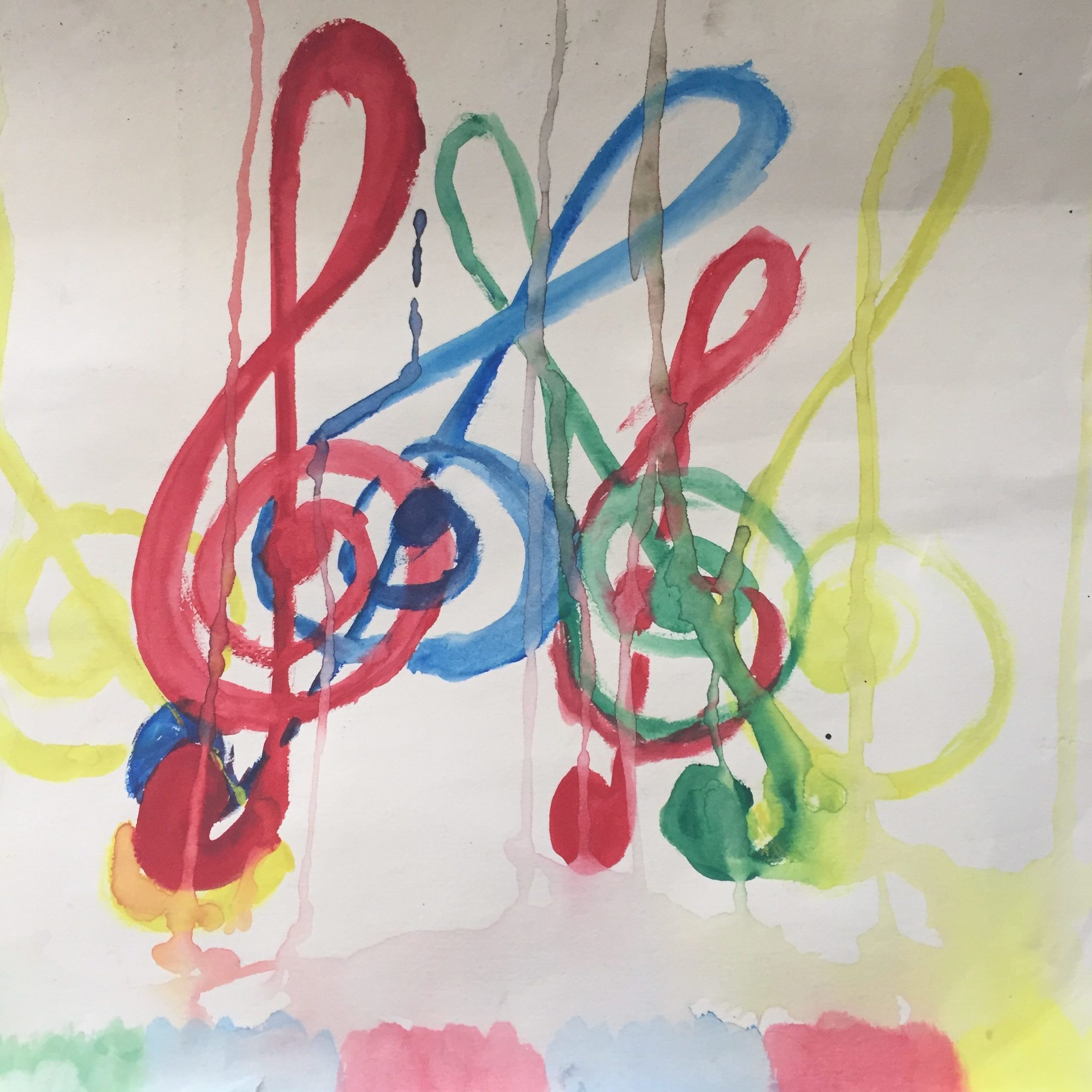 Watercolor Treble Clefs, circa 1992